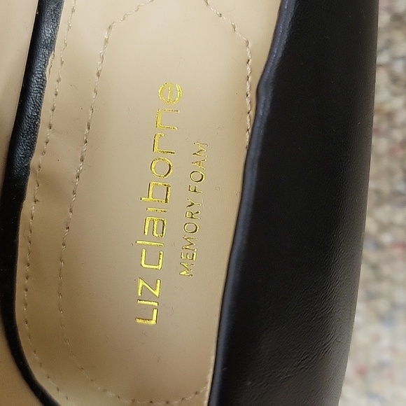 Liz Claiborne Black 3.25" Block Heel Pumps Sz 9.5. Newark. Gold Trim Memory Foam - Picture 3 of 7